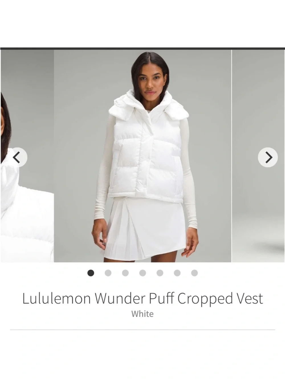 LULULEMON WUNDER PUFF CROPPED VEST White SZ 2